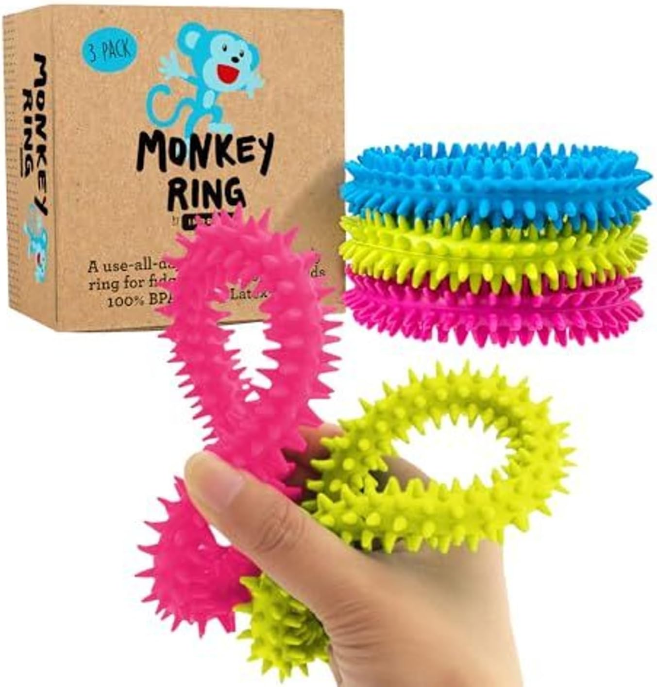 IMPRESA Spiky Sensory Rings three pack front view authentic sensory bracelets for stress relief