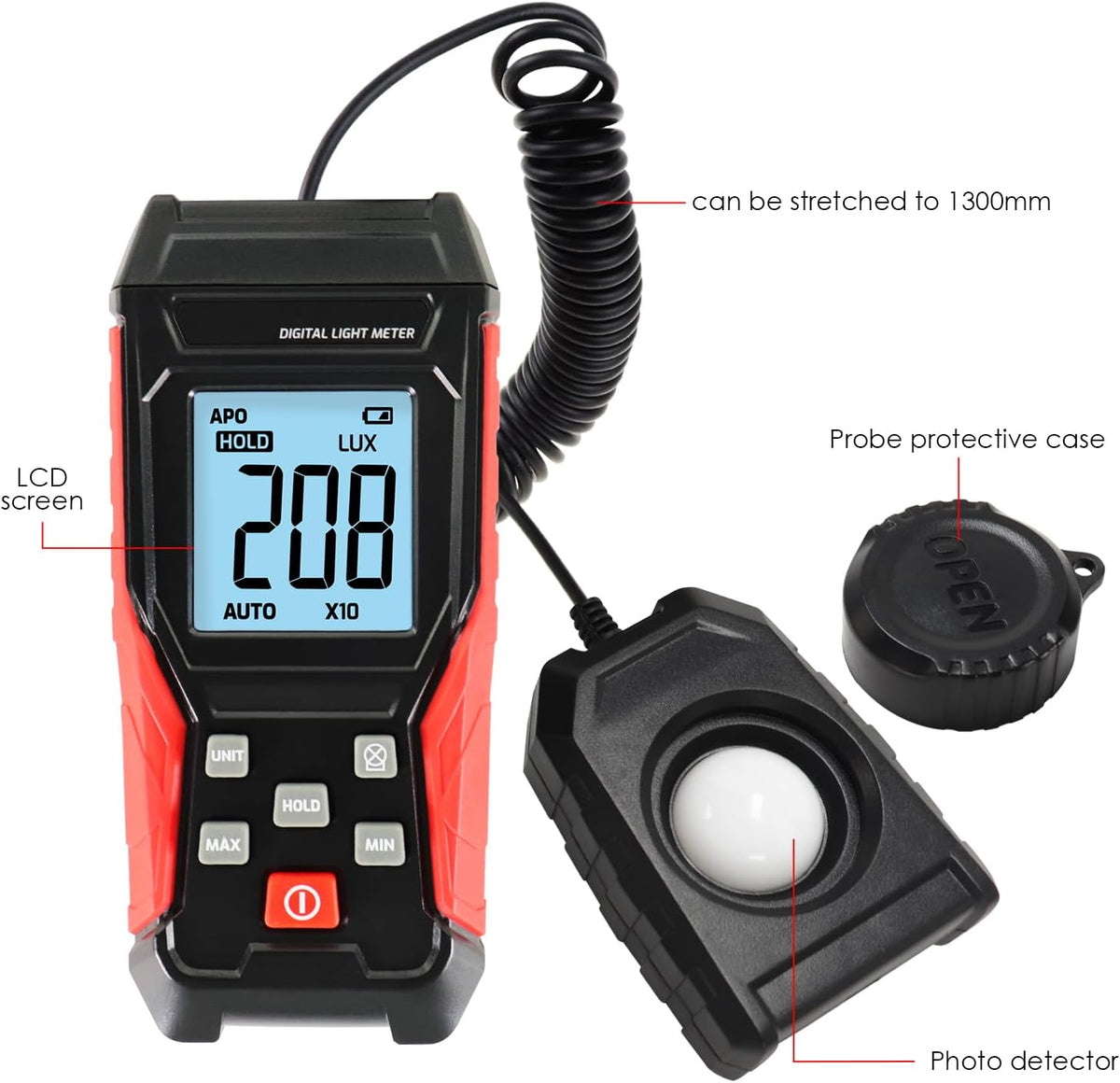 Danoplus light meter 4 digit display and control buttons