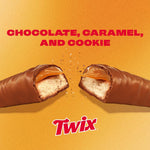 Twix fun size chocolate bars showcasing the caramel cookie layers