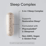 Vegan capsules showing clean premium ingredients like KSM-66 and Valerian root.
