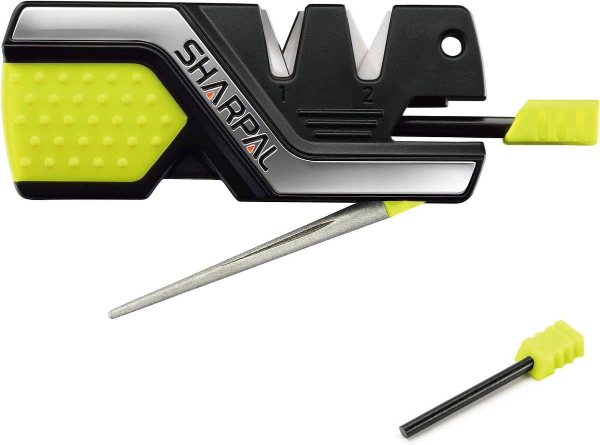 Sharpal 6-in-1 survival tool angled view