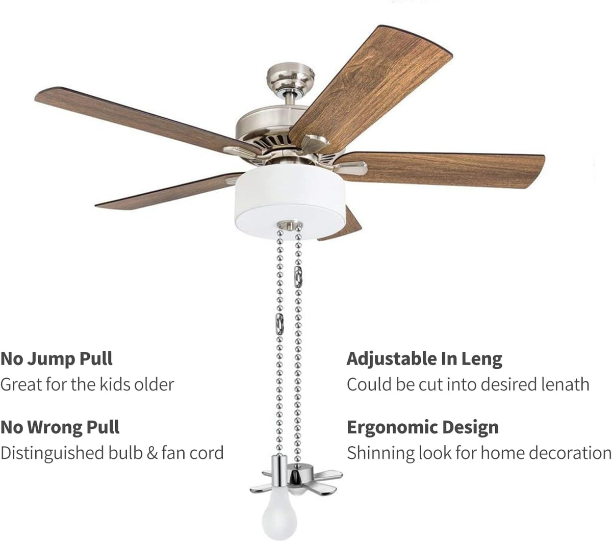 Sunswan beaded ball fan pull chain set with connectors