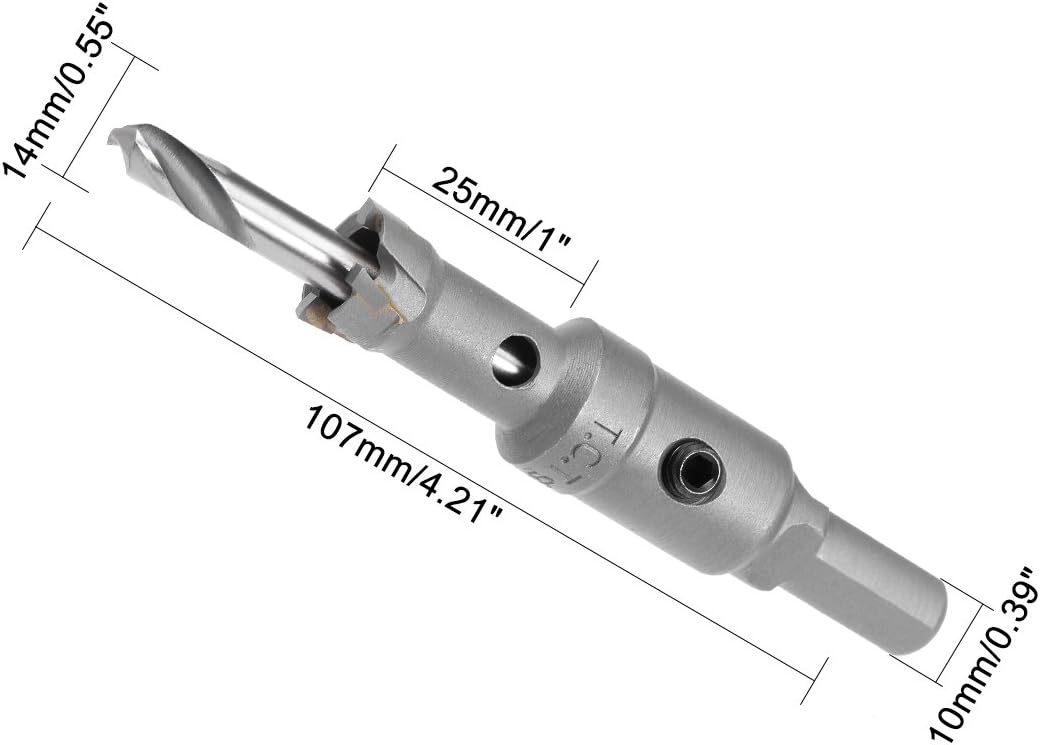 Uxcell 14mm hole cutter tungsten carbide teeth close up