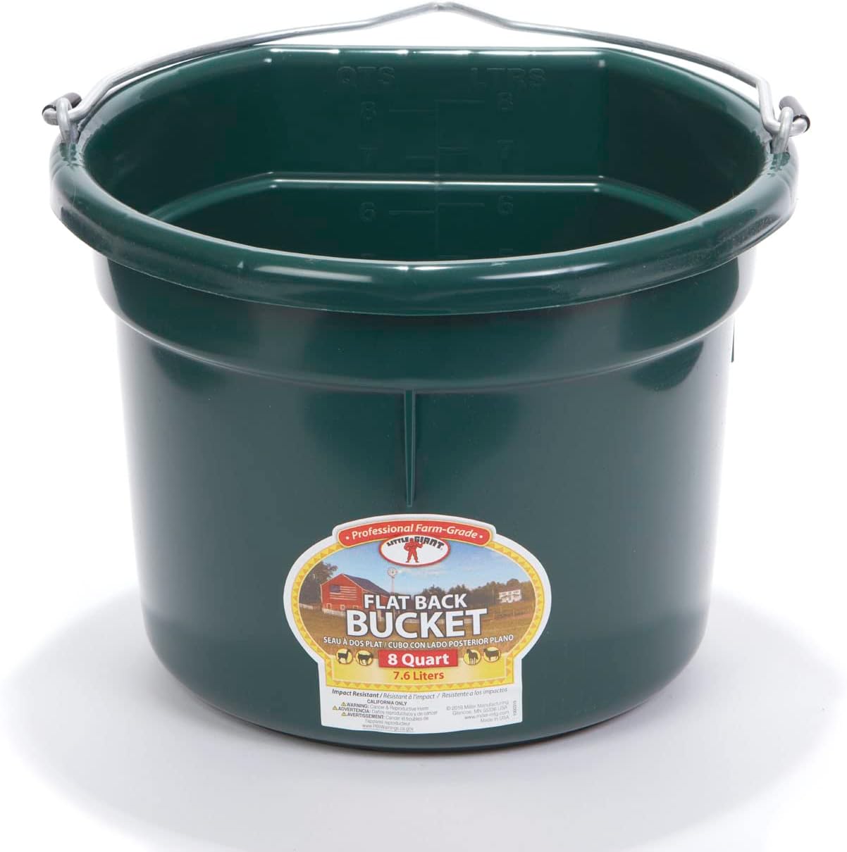 Little Giant flat back plastic animal feed bucket front view