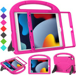 Suplik pink kids tablet cover front view showcasing built-in screen protector film