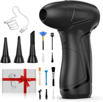 PureWellness Compressed Air Duster front view of the black cordless electric blower showing the ergonomic handle.