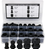 NPT Cable Glands 1/4" 3/8" 1/2" 3/4" 1"- 52 Pack Black Plastic Waterproof IP68 Adjustable 3-25mm Cable Connectors Cable Gland Joints with Strain Relief Gaskets,with Durable PP Storage Case - Image 9