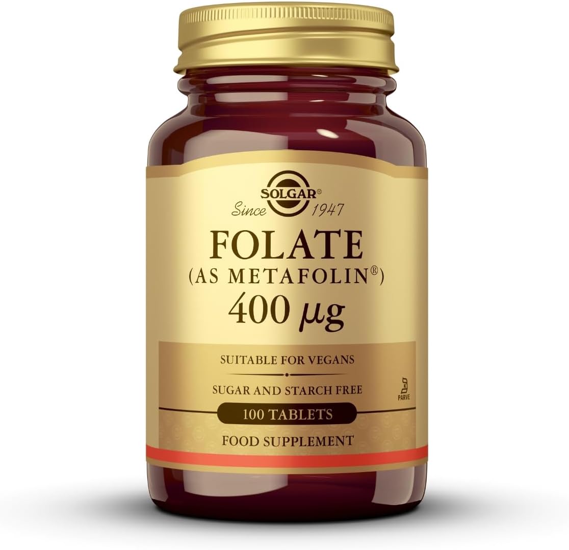 Solgar Folate 666 MCG DFE Metafolin 400 MCG front bottle view vitamin supplement