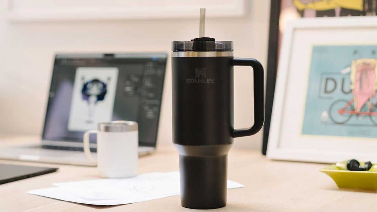 Stanley 40 fluid ounce travel tumbler with reusable straw