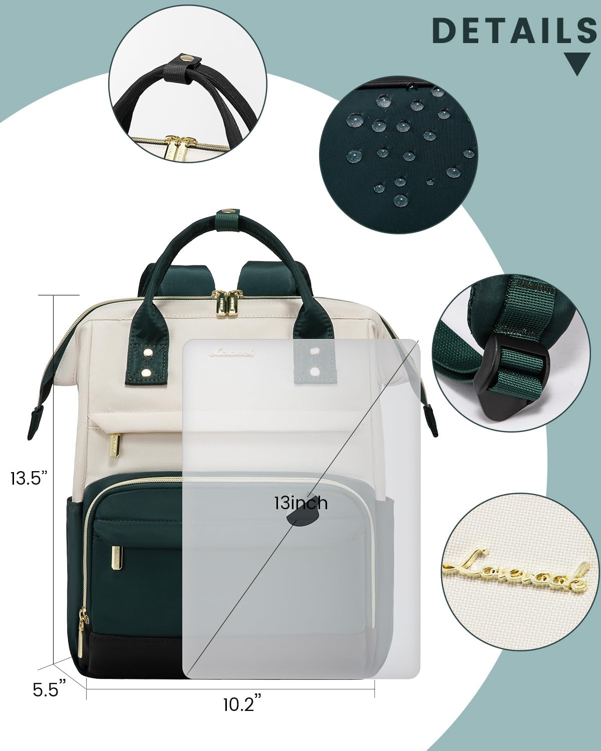LOVEVOOK lightweight backpack open interior compartment