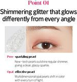 White Tear holographic glitter eyeliner applied on the inner corner of the eye.