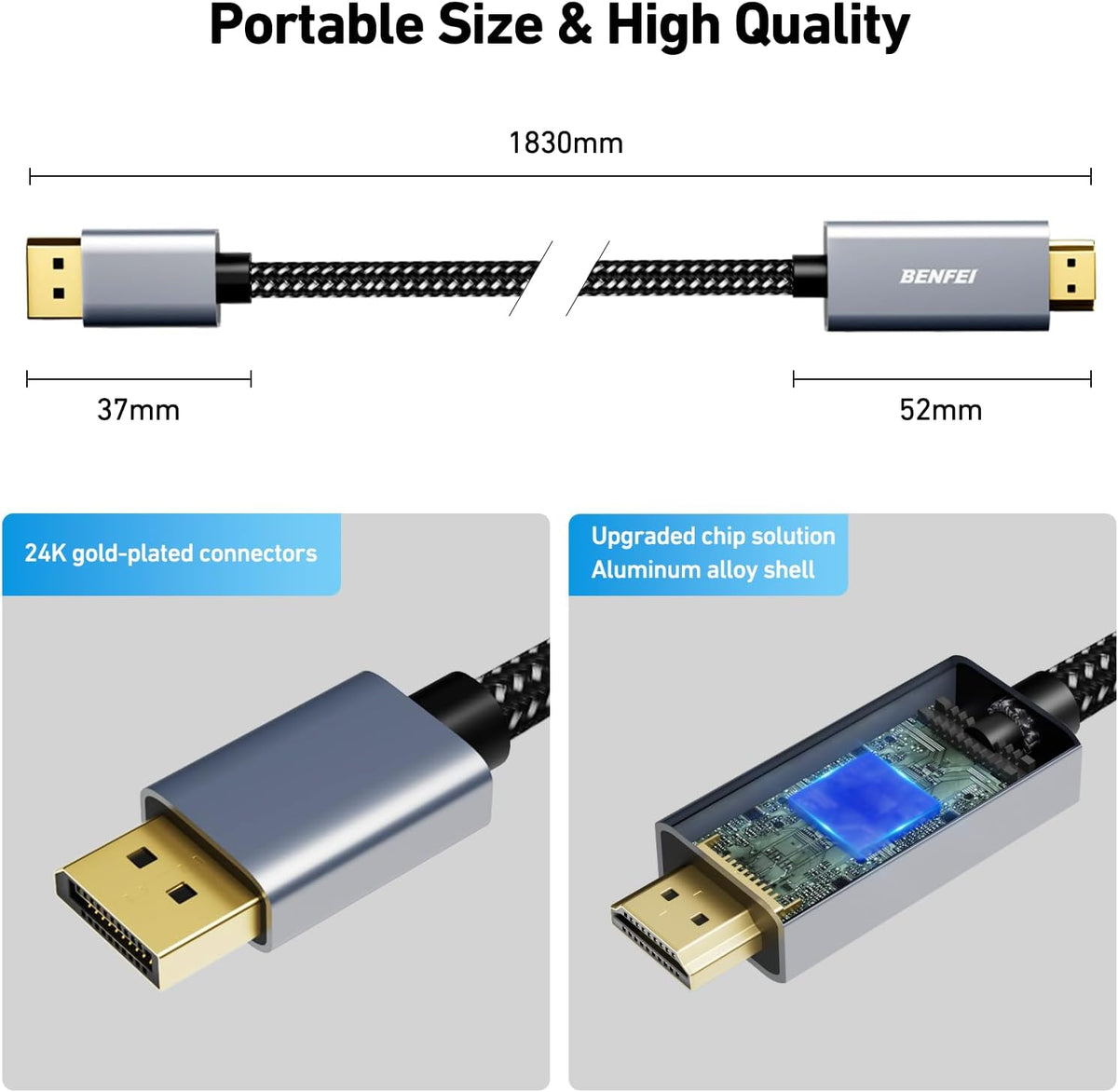 Benfei 4k displayport to hdmi cable packaging box