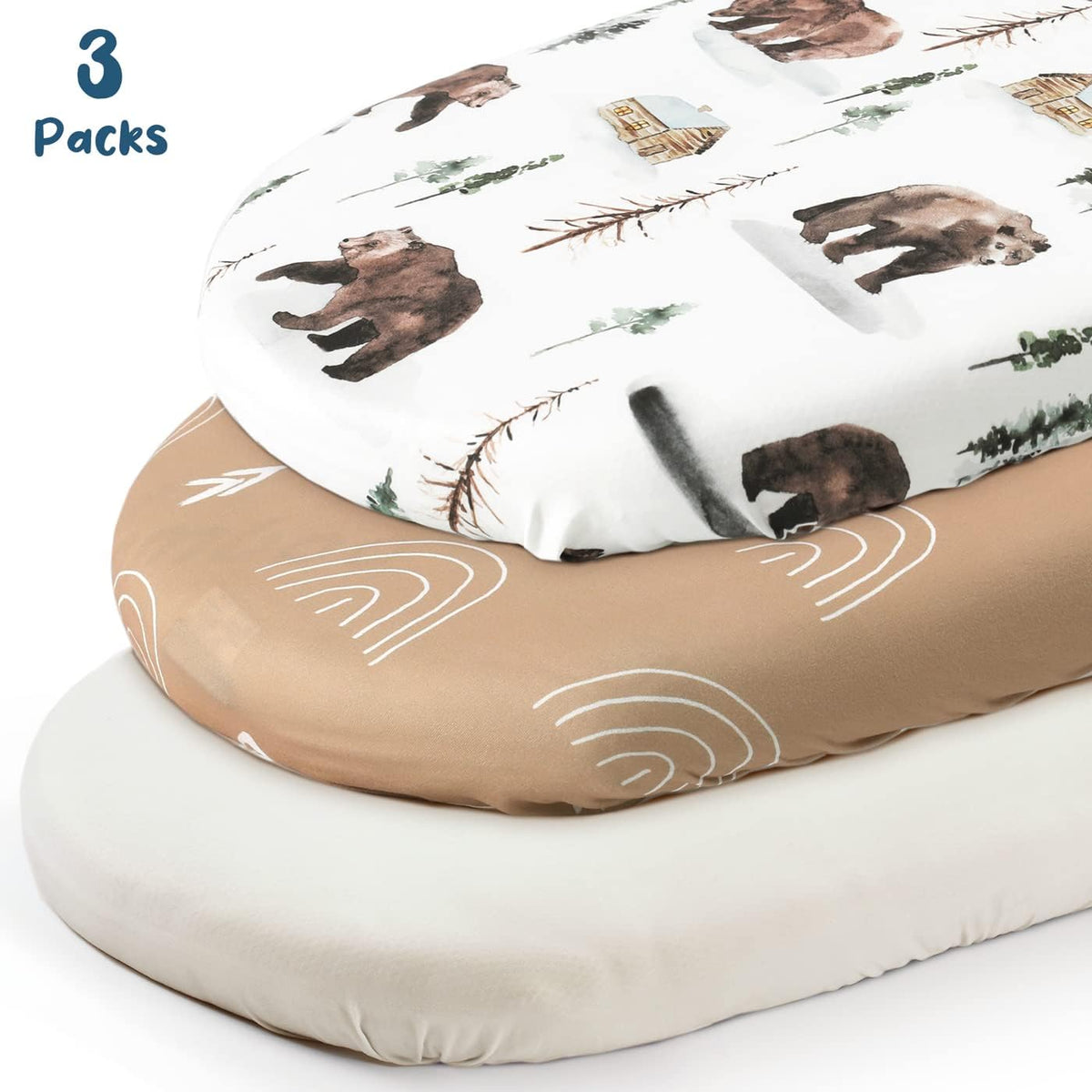 Stretchy Ultra Soft Fitted Bassinet Sheet Set 2 Pack, Universal Fit for Bassinets Baby Cradle Moses Basket Oval Rectangle Pad/Mattress, Lovely Whale Bassinet Sheets - Image 9