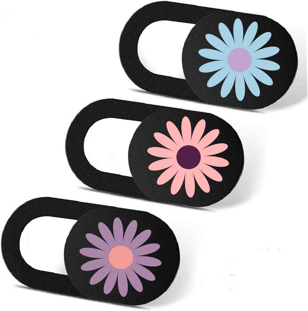IMNEXT2U Laptop Camera Cover Slide three pack packaging front view showing the daisy new design camera blockers for privacy protection.