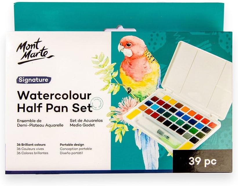 Mont Marte Signature Watercolour Half Pan Set 39pc front view packaging