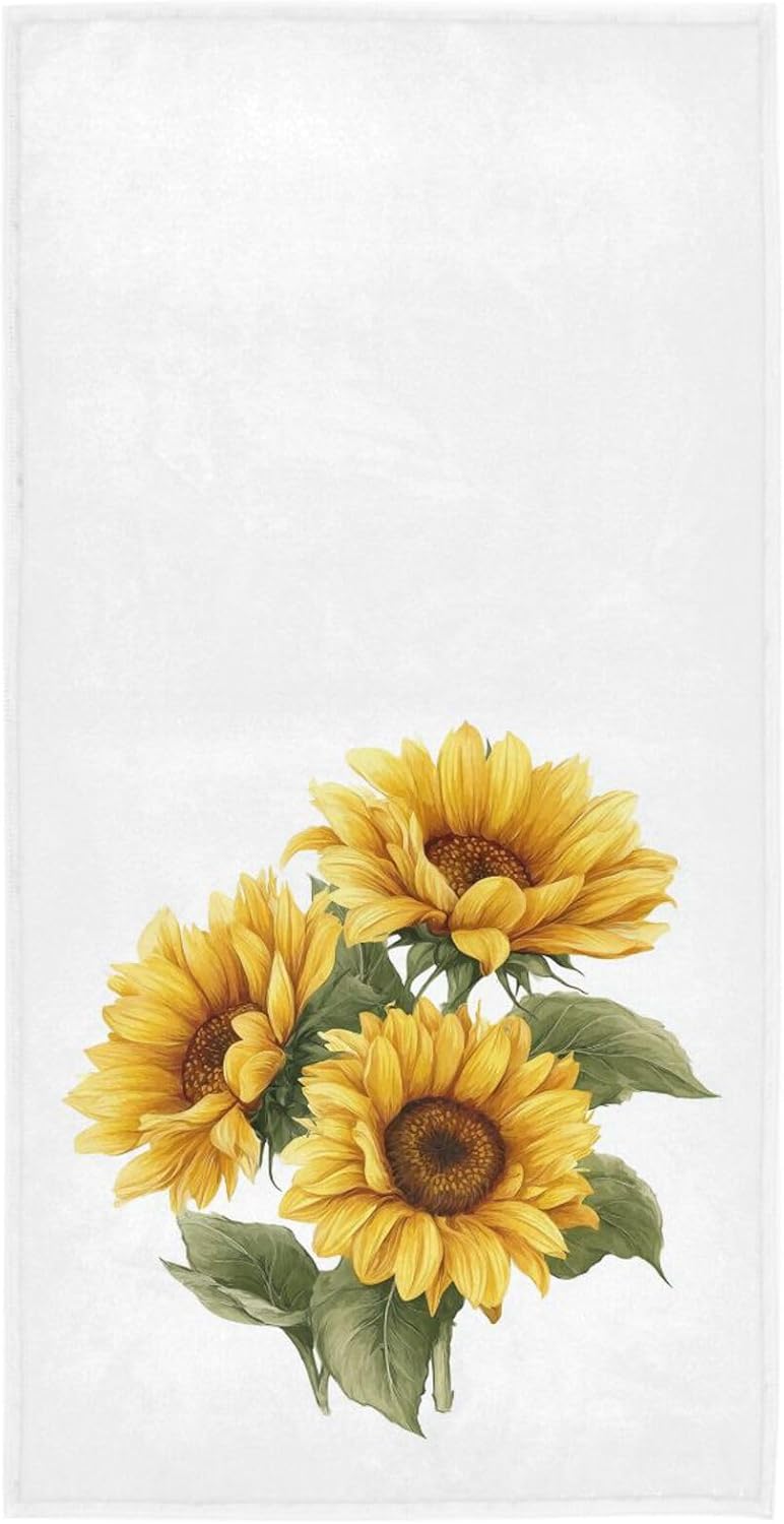 Yellow watercolor sunflower illustration detail on white background