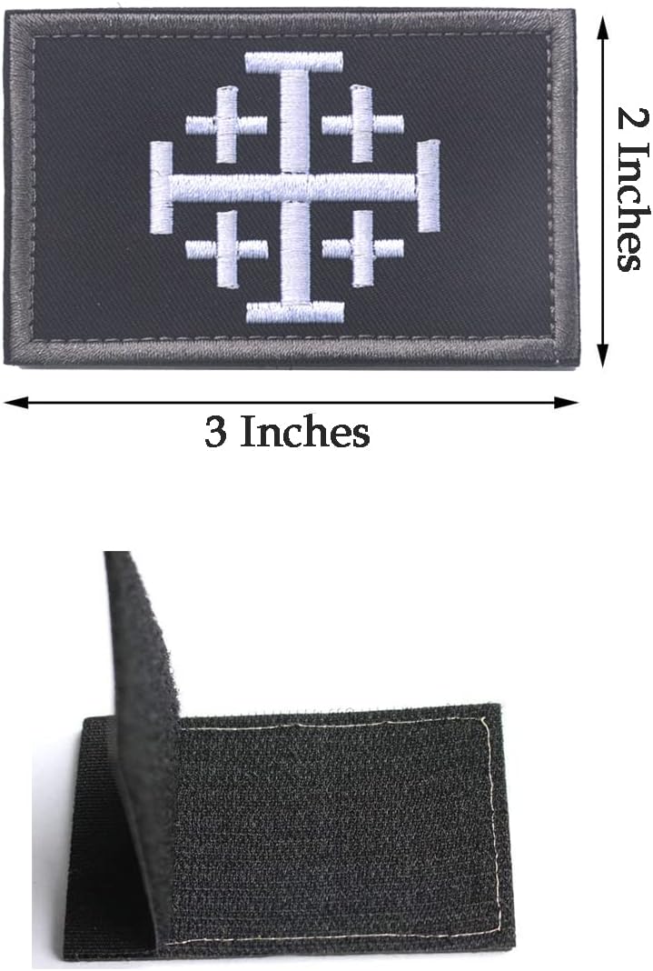 AliPlus tactical embroidered patch showing Jerusalem Cross detail