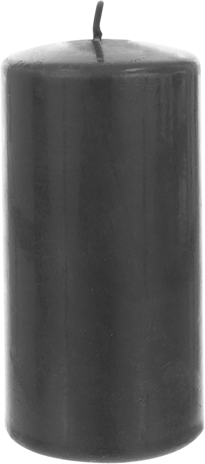 Mega Candles dark gray pillar candle front view