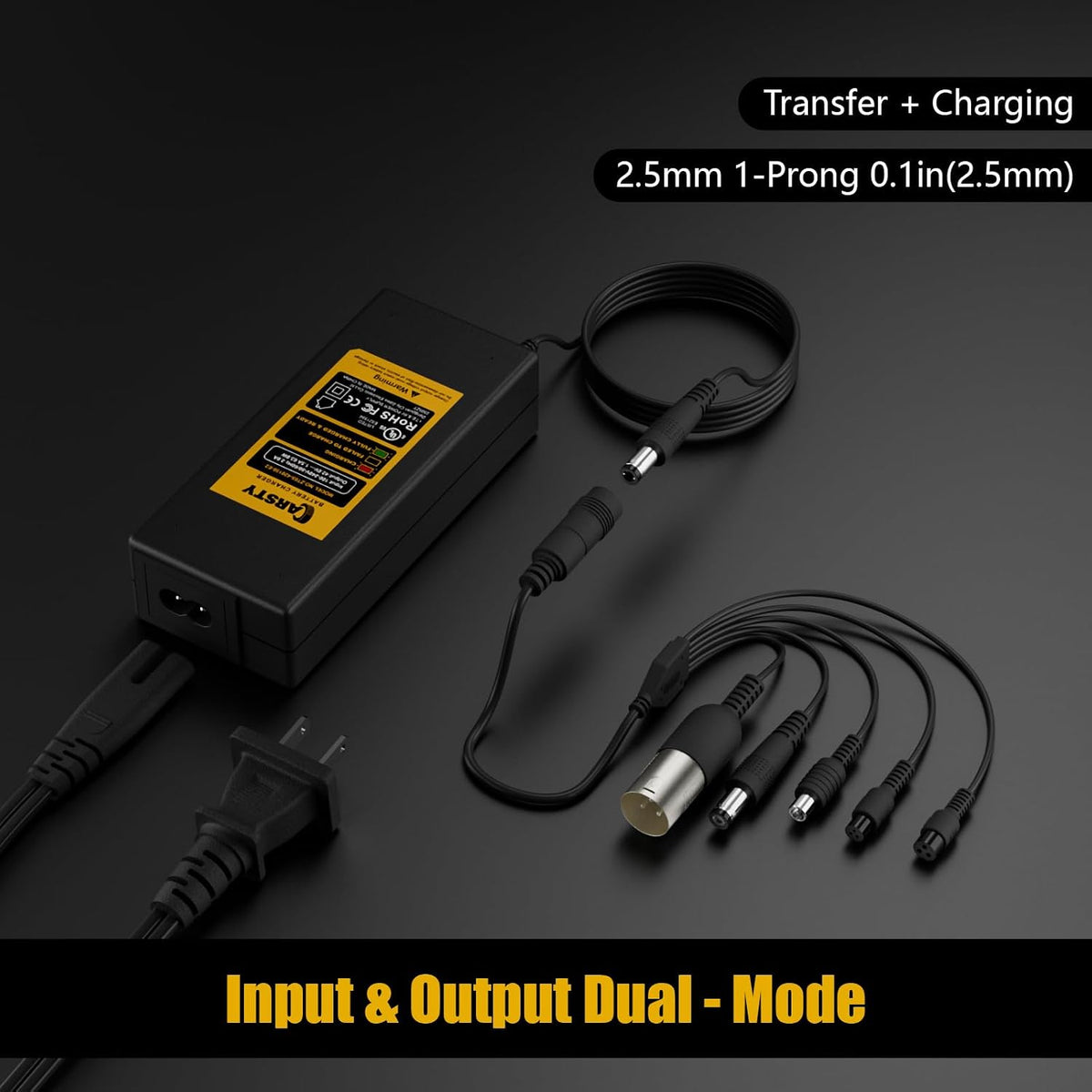 Carsty 42V charger packaging and included accessories