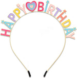 CIEHER Happy Birthday headband front view showing gold-plated enamel letters