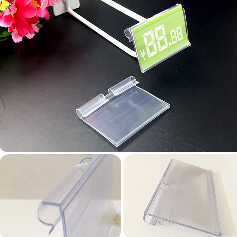 100Pcs Clear Plastic Wire Shelf Price Label Holder Retail Price Tag Label Card Holder Merchandise Sign Display Holder for Retail Store Supermarket Mall Price Display, 60 x 42MM - Image 6