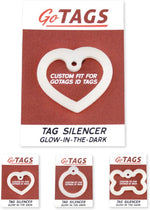Pet collar attachment with regular size round tag silencer installed