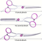 PAWCHIE curved pet scissors showing rounded safety tips for precise face and paw trimming.