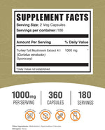 BulkSupplements Coriolus Versicolor supplement bottle showing nutritional facts and serving size