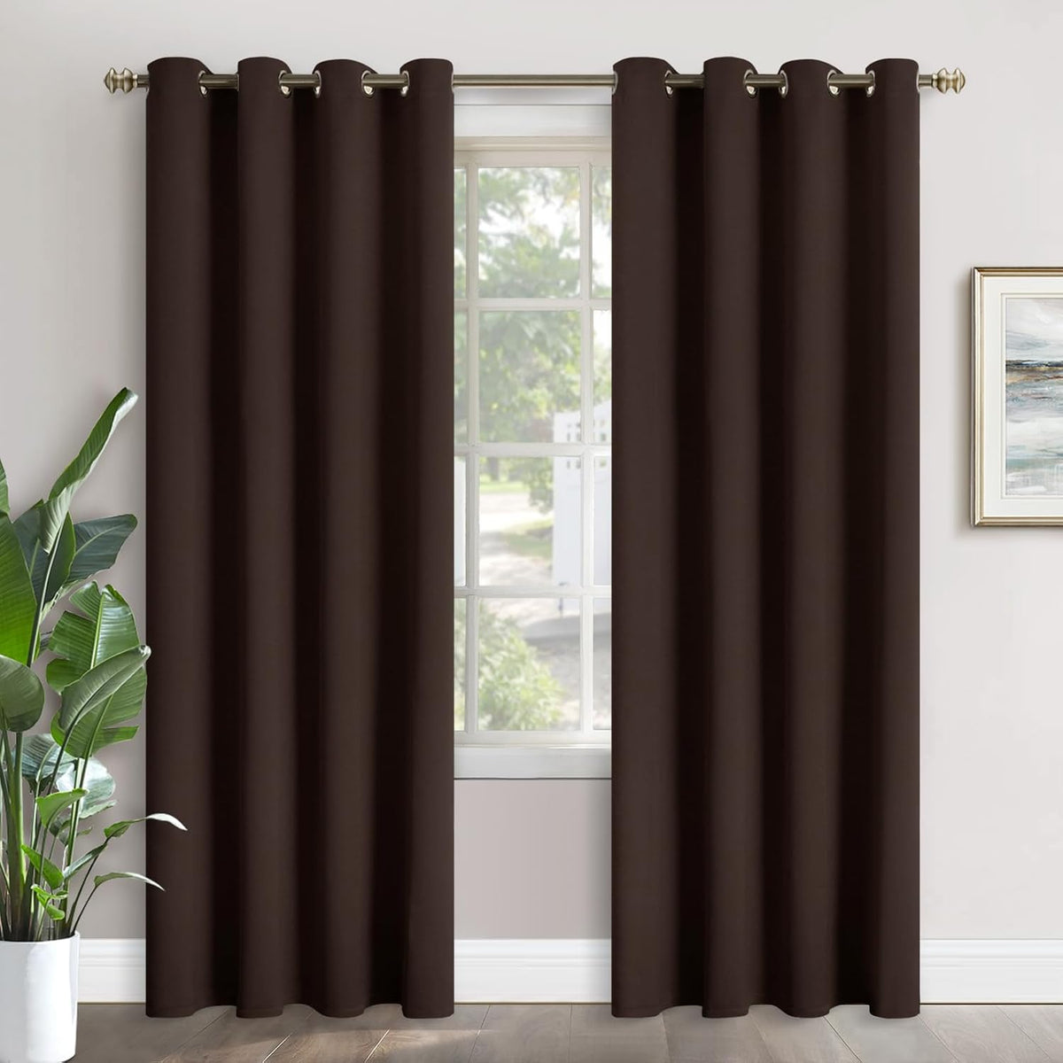 YoungsTex brown blackout curtains front view room decor