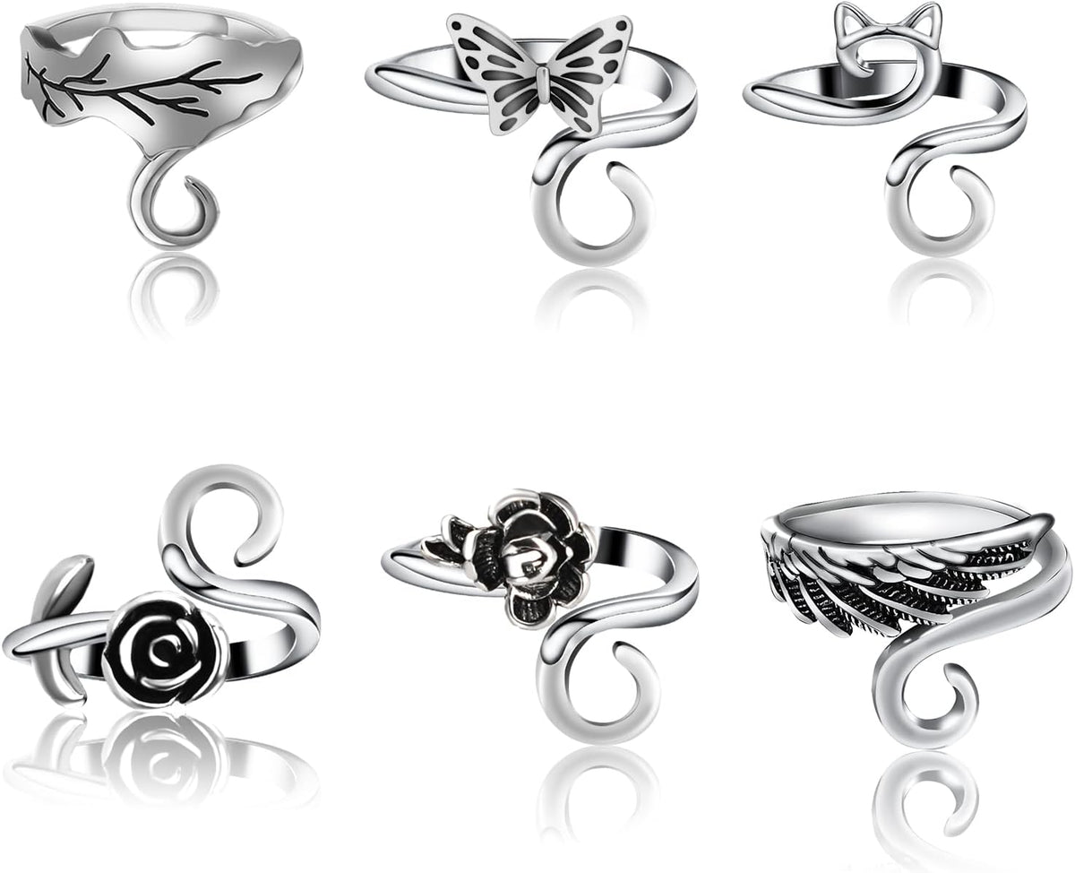 6Pcs Knitting Crochet Tension Ring for Fingers with Box | Metal Open Crochet Ring, Adjusts for Finger Tension, Speeds Up Braided Knitting Work, Ideal Gifts for Mom Grandma Crocheters - Image 9