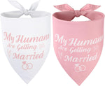 SZEE Engagement Gifts for Couples, 2 Pack My Humans are Getting Married Dog Bandanas, Wedding or Bridal Shower Gifts for Bride, Dog Wedding Bandanas, Engagement Party Decorations (White & Black, L) - Image 10