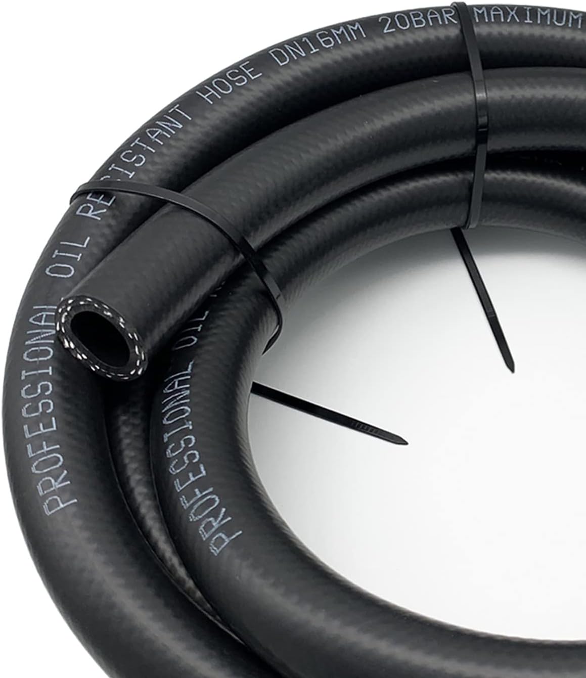 KRD Performance black 8 AN push on fuel hose front view