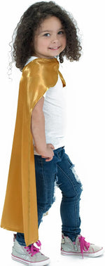 Everfan gold polyester satin superhero cape for kids front view