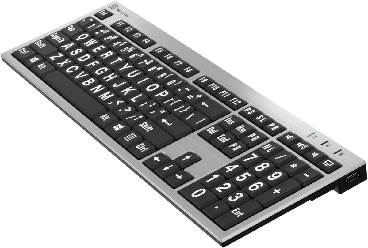 Logickeyboard slim profile side angle view