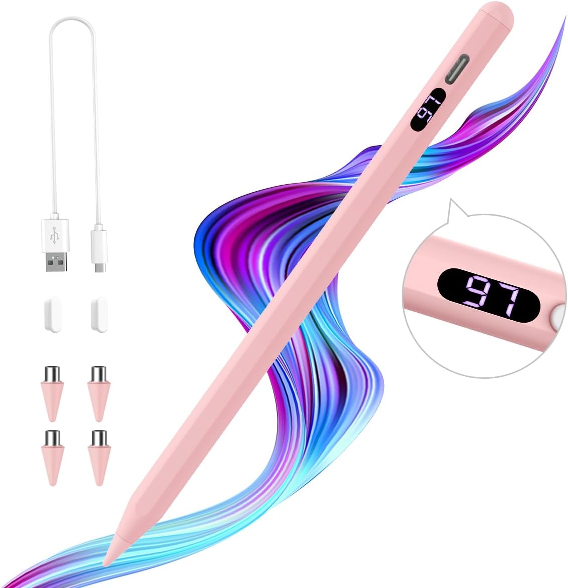 TiMOVO universal stylus pen front view in rose pink