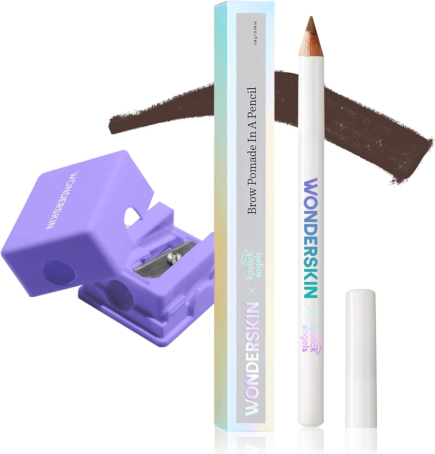 Wonderskin Eyebrow Pomade Pencil Dark Brunette front view long lasting brow makeup