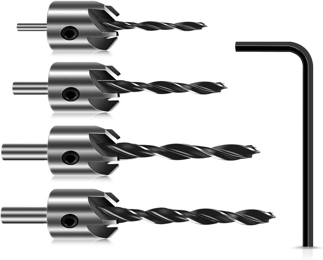 Countersink Drill Bit Set, 7Pcs Woodworking Chamfer High Speed Steel Countersink Drill Bits 3 4 5 6 7 8 10 mm with L-Shape Hex Wrench - Image 9