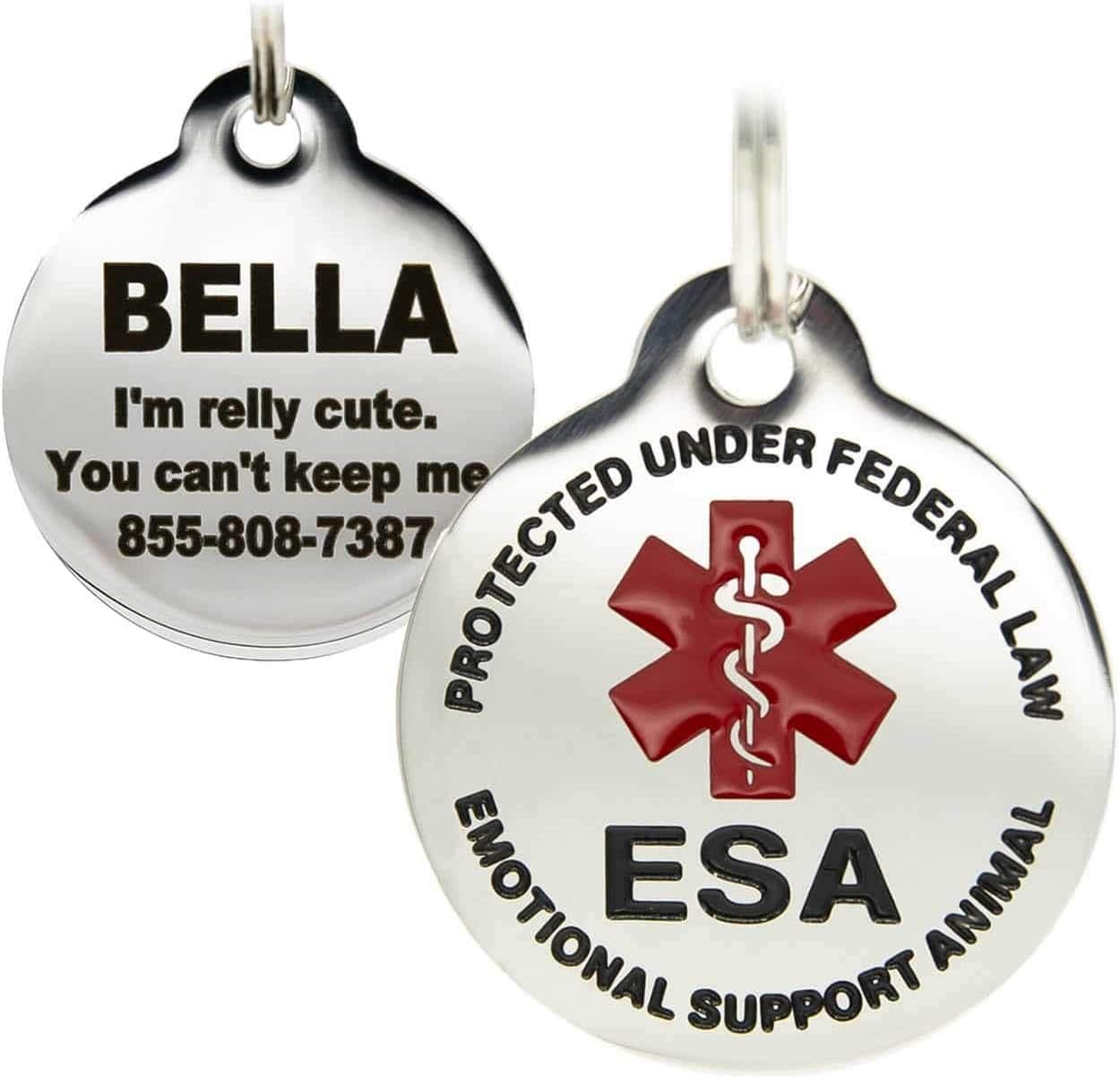 GoTags Personalized ESA Pet ID Tag front view showing red medical alert symbol.
