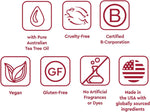 Desert Essence facial cleansing pads ingredient highlights graphic