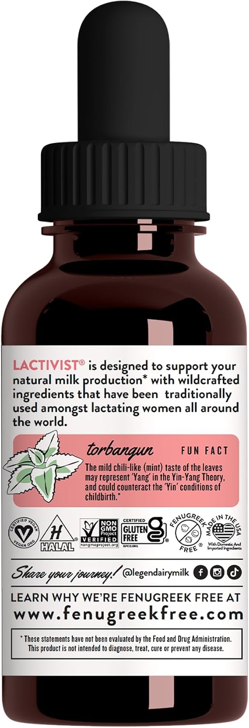 Legendairy Milk Lactivist fenugreek free lactation drops back label view