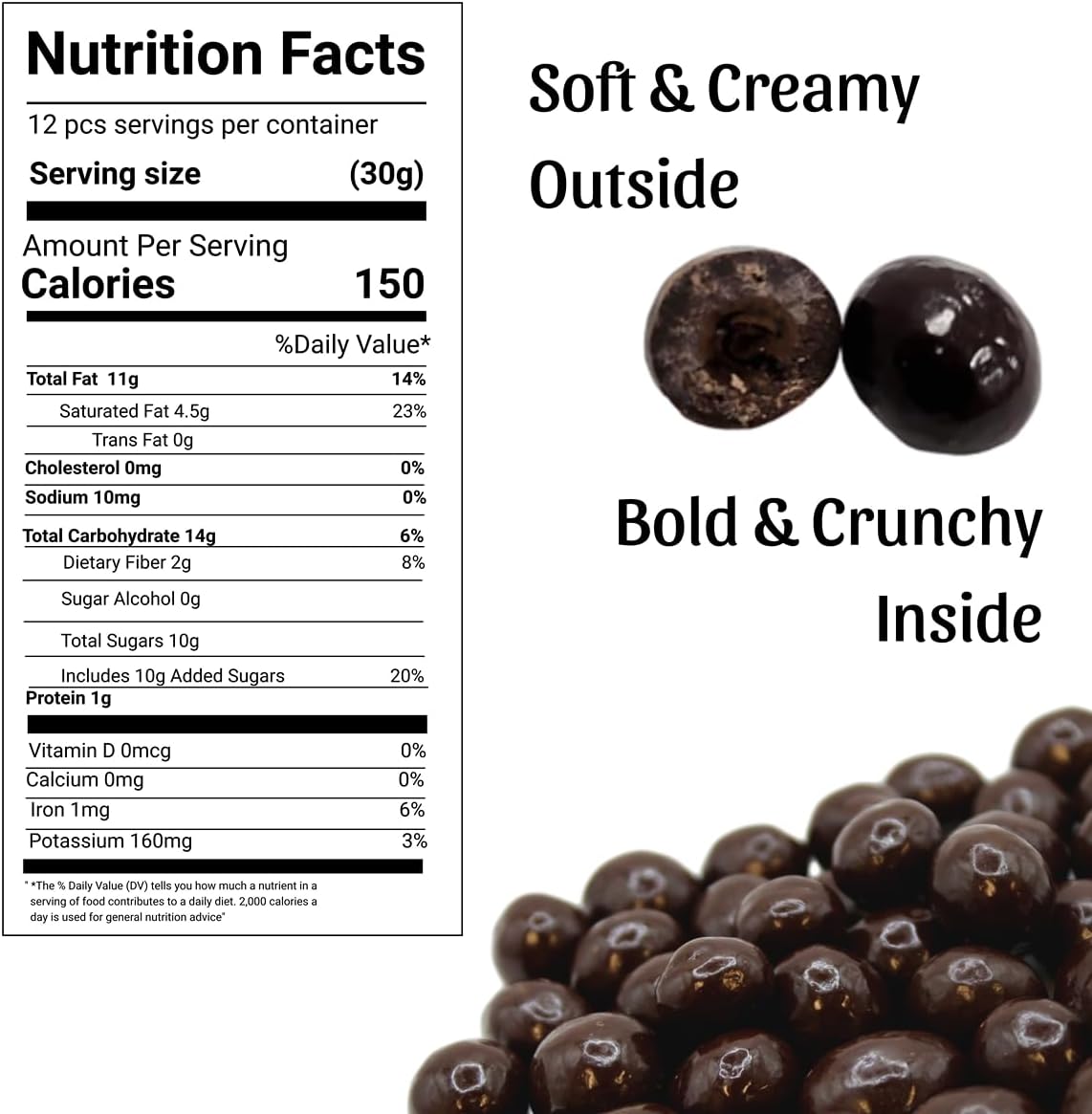 Close up of gourmet dark chocolate coated espresso beans