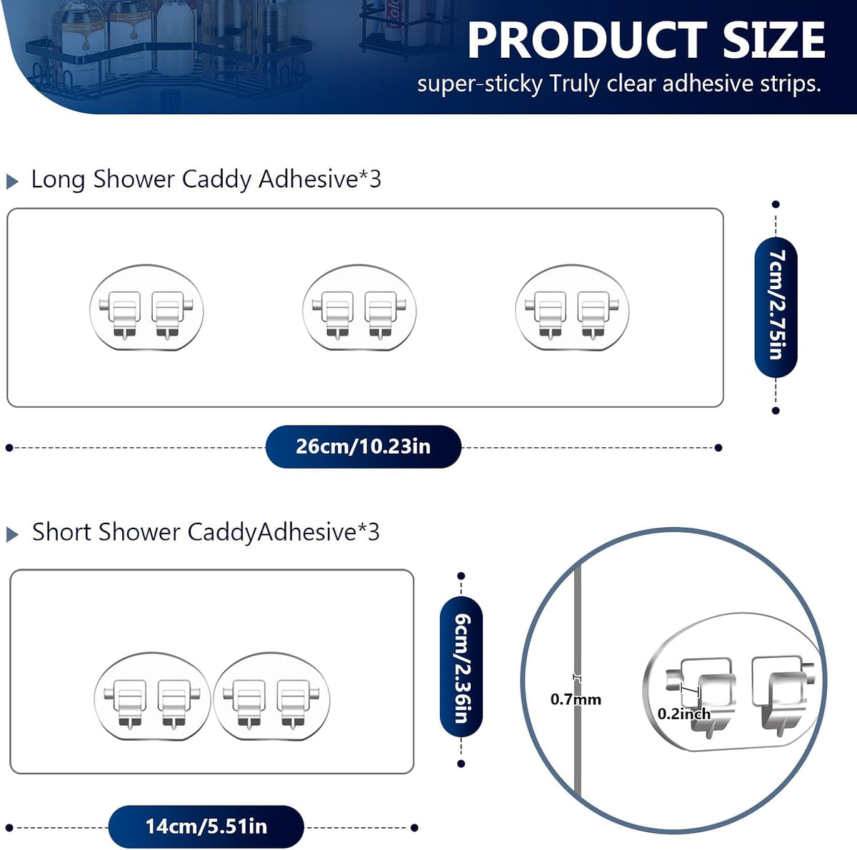 DSJIFGEW transparent sticky hooks showing dual sizes