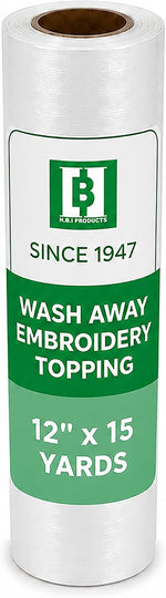 HBI Wash Away Embroidery Topping, Water Soluble Clear Film, 12 in x 15 yd - Image 1