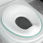 Jool Baby Potty Training Seat aqua blue front view on standard toilet