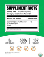 BulkSupplements 500 gram organic papaya powder packaging