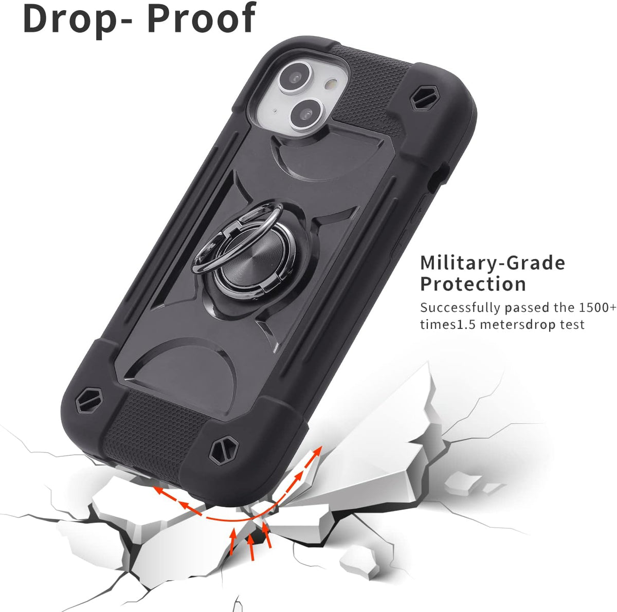 Cookiver rugged case with 360-degree adjustable metal ring stand deployed