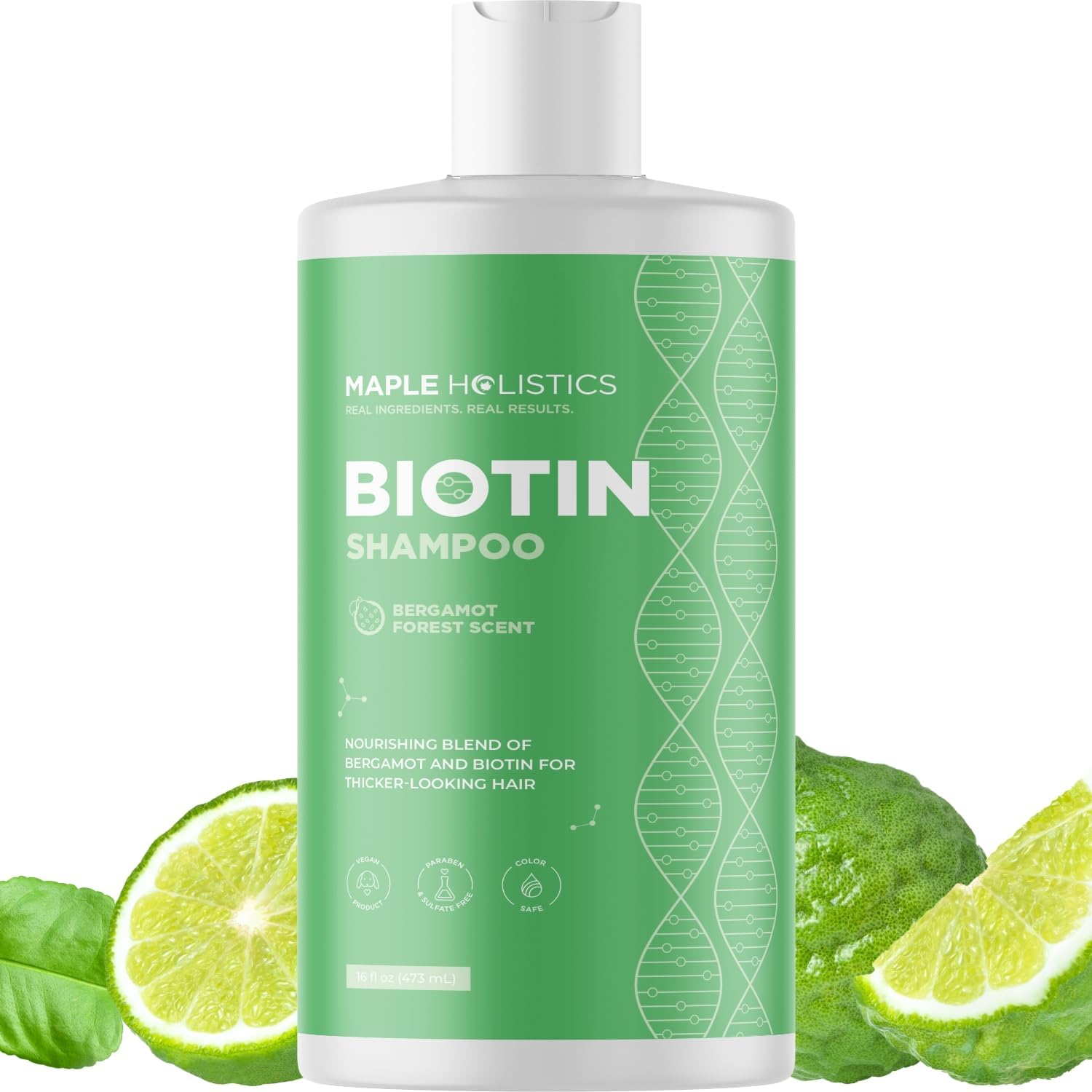 Woodsy Biotin Shampoo for Thinning Hair - Volumizing Shampoo for Fine Hair with B Vitamins Rosemary Bergamot Spruce & Tea Tree Oils - Paraben Silicone and Sulfate Free Vegan Formula (16 Fl Oz) - Image 1
