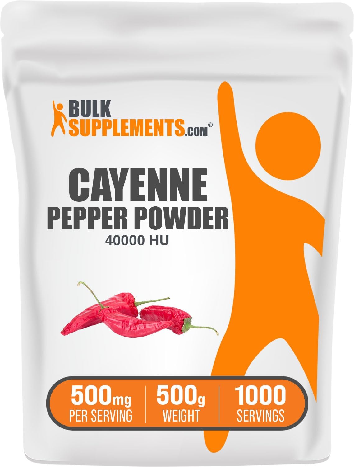 Capsicum annuum herbal supplement powder by BulkSupplements highlighting clean manufacturing details
