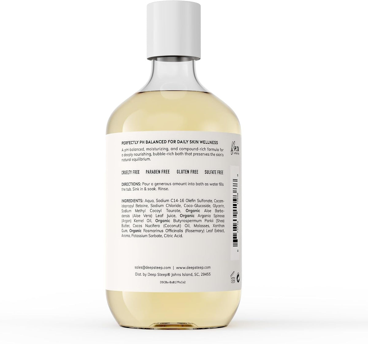 Deep Steep Pure Coconut Bubble Bath side label details