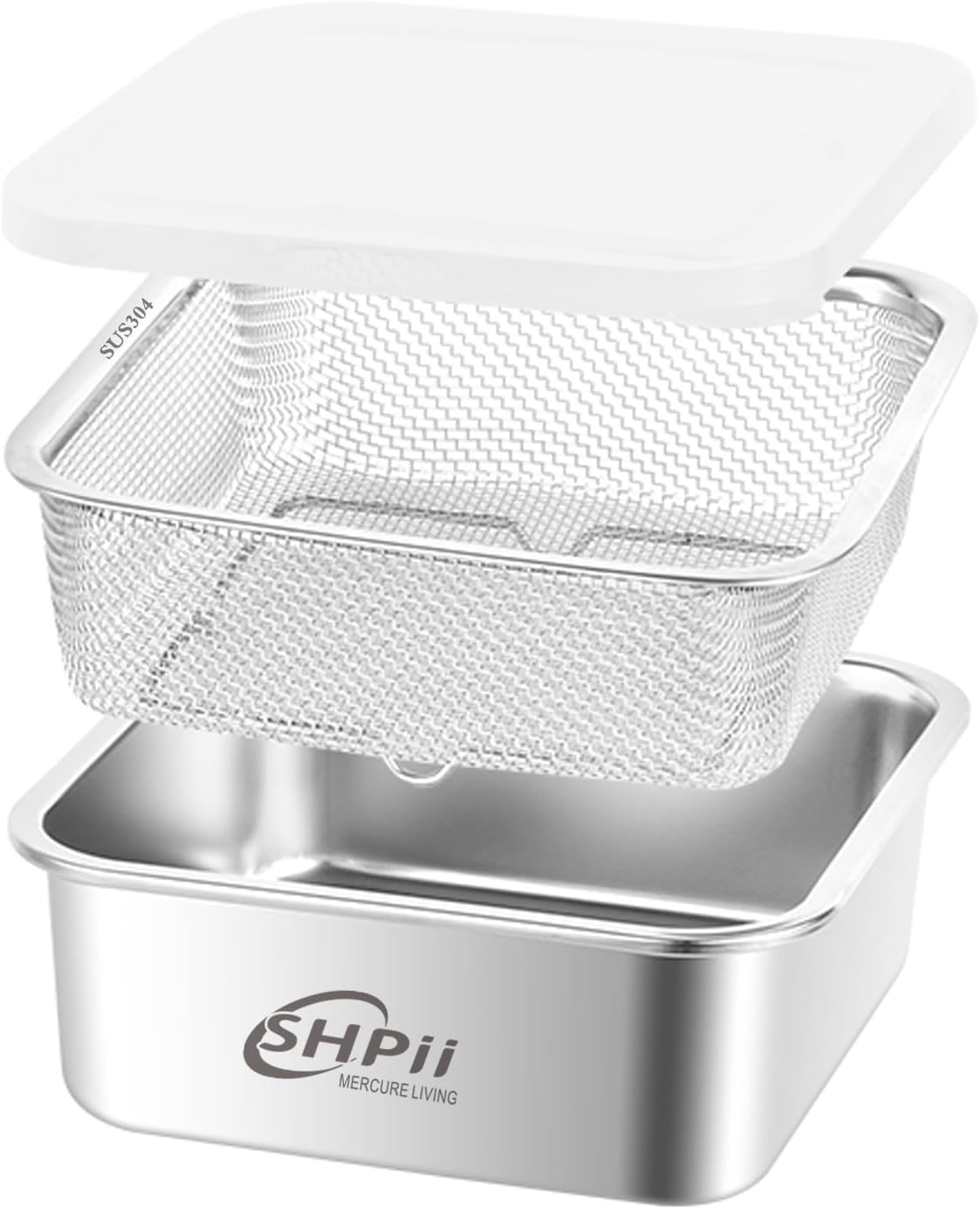 SHPii square colander set front view storage container